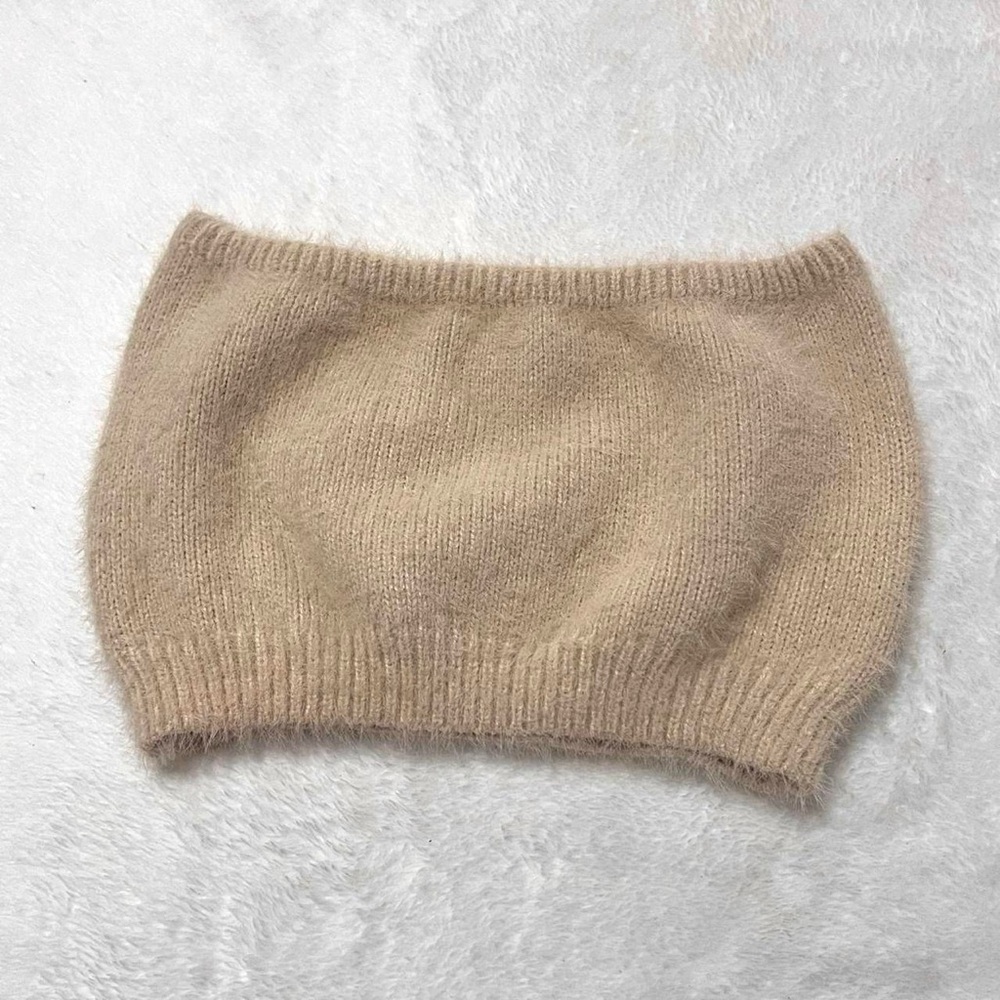 princess polly fuzzy beige bandeau top